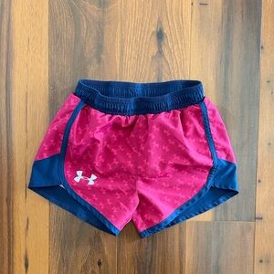 Girls Under Armour Athletic Shorts in Pink and Navy